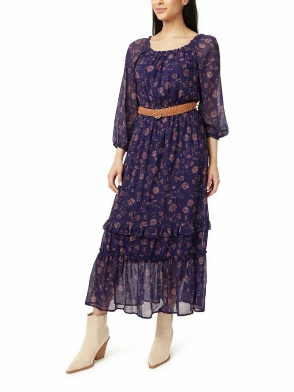 Wallflower Wren belted Maxi Dress in Astral Aura Folk Print Cottagecore